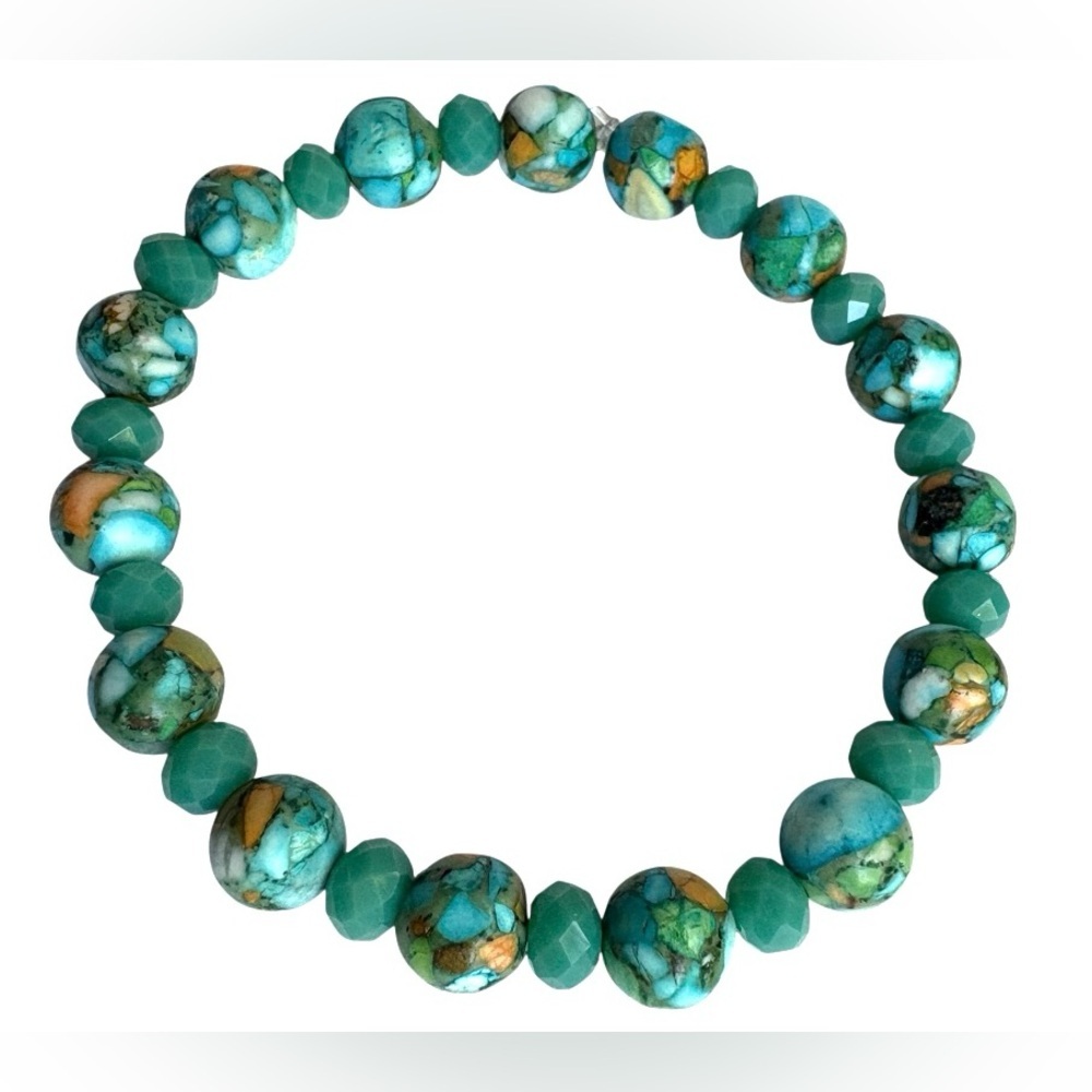 Natural Stone, Sea glass, Crystal and Czech Glass Beaded Stretch Bracelets. - Picture 9 of 15